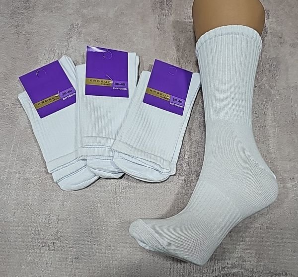 Шкарпетки Житомир "Krokus" 939-2 cotton-стрейч жіночі "теніс" р. 36-40 -(білі/однотонні -теніс -жін.)