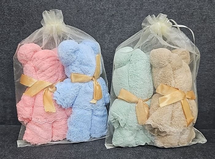 Набір рушників "Ведмедик" 5025-М мікрофібра-травка, р. 50*25 -(Ведмедики в мішечку -БЕЗ ВИБОРУ КОЛЬОРУ!!!)