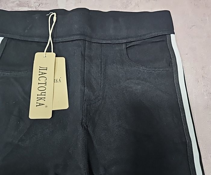 Джеггінси "ЛАСТОЧКА" 605-10 джинси-стрейч з лампасами з боків + спереду і ззаду кишені, р. S-(40-42), м-(42-44) - (чорні)