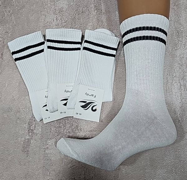 Шкарпетки Житомир "Limerence" 171-7 стрейч чоловічі "Теніс" р. 41-45 -(Теніс -білі +смужки -чол.) -уп. 12 шт