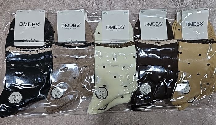 Носки "DMDBS" 2366 стрейч/cotton женские, р. 36-41 -ассорти -(высокие -кофейный микс в горошек) -уп. 10 шт