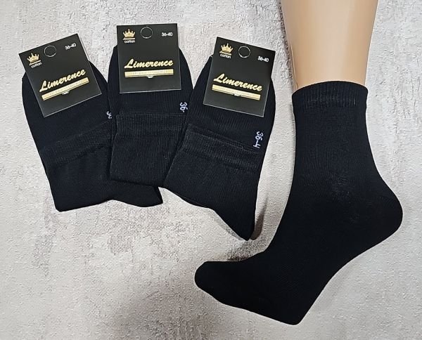 Шкарпетки Житомир "Limerence LUX" 682-02 cotton-стрейч жіночі (узбецька бавовна /середні), р. 36-40 -("середні -LUX-бавовна -чорні -жін.) -уп. 12 шт