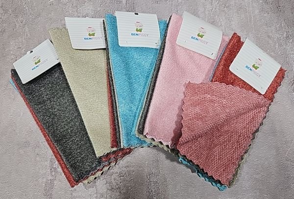 Кухонна серветка 037-4 універсальна  двостороння для прибирання з жорсткого ворсу та мікрофібри, р. 25*25 -уп. 4 шт