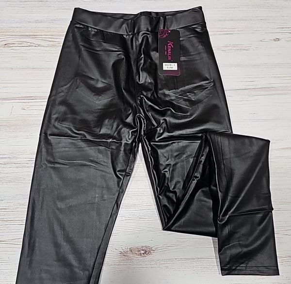 Лосини "KENALIN" 9628-1 з екошкіри + ззаду кишені р. S/m-(38-42) -(чорні)