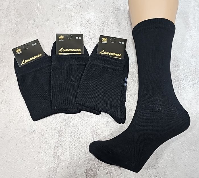 Шкарпетки Житомир "Limerence LUX" 686-20 cotton-стрейч жіночі (узбецька бавовна /високі), р. 36-40 -("високі -LUX-бавовна -чорні) -уп. 12 шт