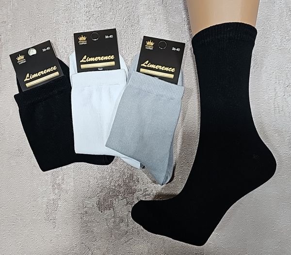 Шкарпетки Житомир "Limerence LUX" 686-22 cotton-стрейч жіночі (узбецька бавовна /високі), р. 36-40 -("високі -LUX-бавовна -сірі /білі /чорні) -уп. 12 шт