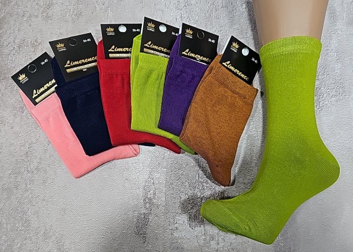 Шкарпетки Житомир "Limerence LUX" 686-24 cotton-стрейч жіночі (узбецька бавовна /високі), р. 36-40 -("високі -LUX-бавовна -однотонні кольорові) -уп. 12 шт