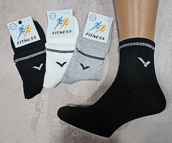 Шкарпетки "Дукат-FITNESS" 147-40 стрейч чоловічі  (біла етикетка) р. 41-45 -(асорті -на середній гумці в рубчик V +дві тонкі смужки -стрейч)
