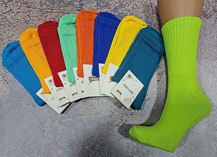 Шкарпетки Житомир "Master" 206-5 бавовна-стрейч жін. "теніс -кольорові однотонні яскраві" р. 23-25 -випадкове асорті -уп. 12 шт