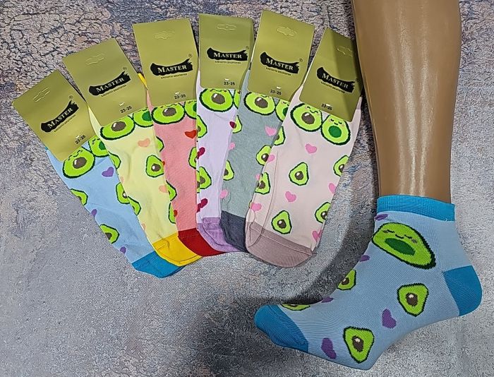 Шкарпетки Житомир "Master" 250-7 безшовні стрейч жін, р. 23-25 -випадкове асорті -(кольорові +мікс різних зелених авокадо) -уп. 12 шт