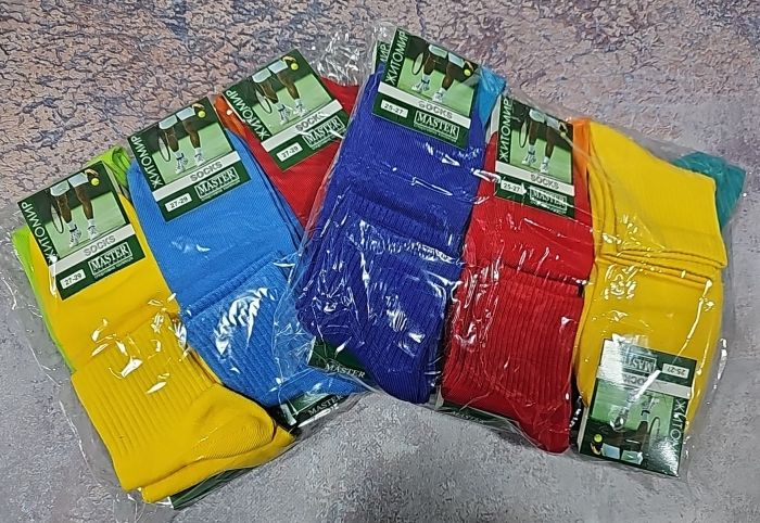 Шкарпетки Житомир "Мaster" 619-3 стрейч чоловічі, "Теніс-середній борт" р. 25-27, 27-29 -випадкове асорті - (кольорові /яскраві +широка "середня" резинка в рубчик) -уп. 12 шт