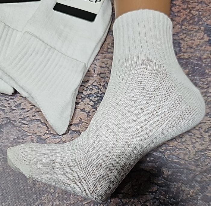 Шкарпетки Олександрія "Klever-CLV" 080-80 стрейч +сітка жіночі, р. 36-41 -(білі з широкою гумкою в рубчик + опуклий візерунок кубики) -уп. 12 шт