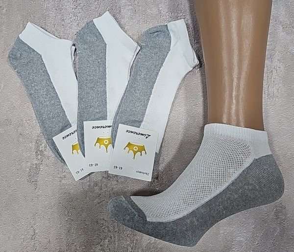 Шкарпетки Житомир "Limerence" 04-046 сітка чоловічі "короткі-сіточка", р. 41-45 -(сіточка -сірий низ +білий верх -чол.) -уп. 12 шт