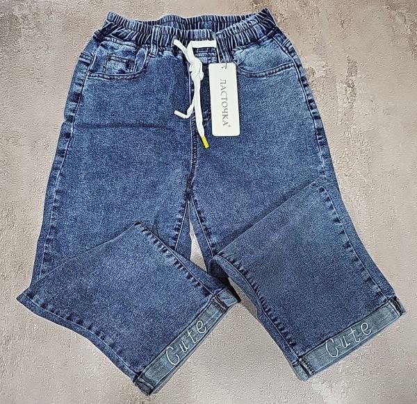 Бриджі "Ластівка" 3801-3-О джинс-стрейч, пояс на резинці, спереду і ззаду кишені, р. Хl-(42-46) -(синій мікс -без вибору відтінку!!!)