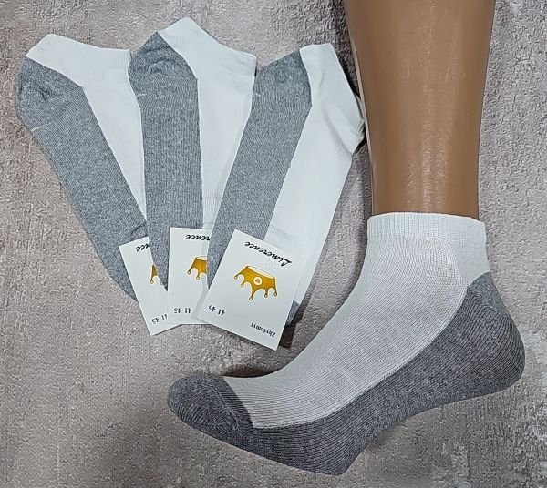 Шкарпетки Житомир "Limerence" 148-4 стрейч чоловічі, р. 41-45 -(короткі -сірий низ +білий верх -чол.) -уп. 12 шт