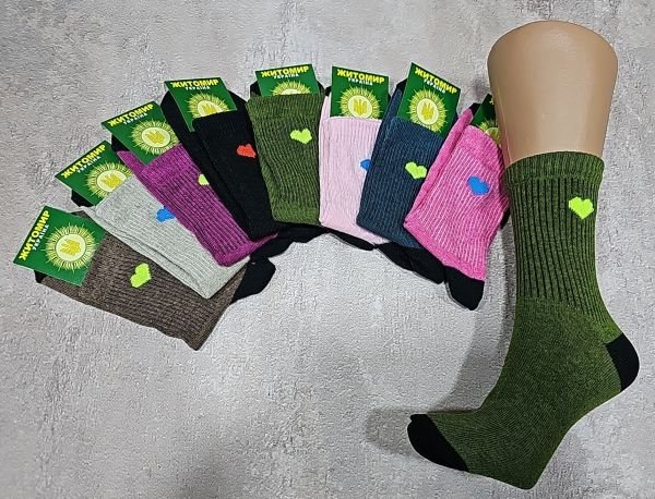 Шкарпетки "Житомир Преміум" 112-47 стрейч жіночі, р. 23-25 -випадкове асорті -(високі однотонні + на гумці в рубчик збоку кольорове серце -стрейч) -уп. 12 шт