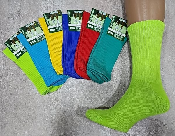 Шкарпетки Житомир "Мaster" 822-2 стрейч /cotton чоловічі "Теніс-високий борт" р. 25-27, 27-29 -(Яскраві/кольорові + висока резинка в рубчик)