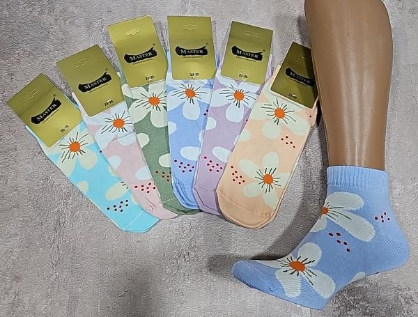 Шкарпетки Житомир "Master" 250-8 безшовні стрейч жіночі, р. 23-25 -асорті -(на кольоровій основі великі квіти) -уп. 12 шт