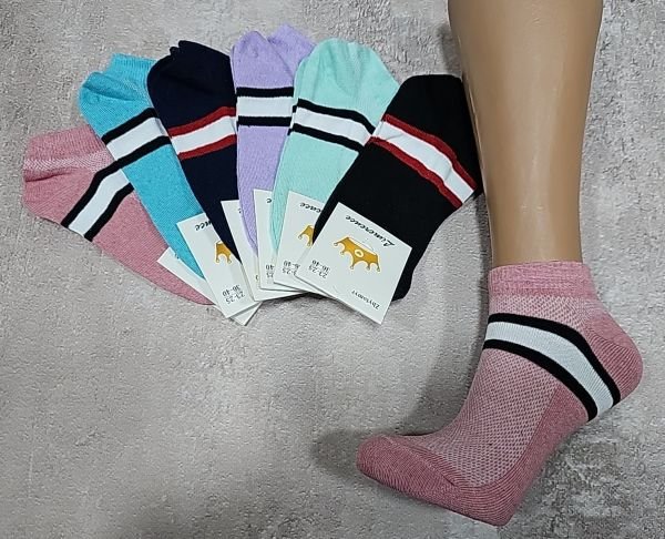 Шкарпетки Житомир "Limerence" 03-49 сітка жіночі короткі, р. 36-40 -асорті -(сіточка -однотонні + зверху широка смуга з білою серединою) -уп. 12 шт