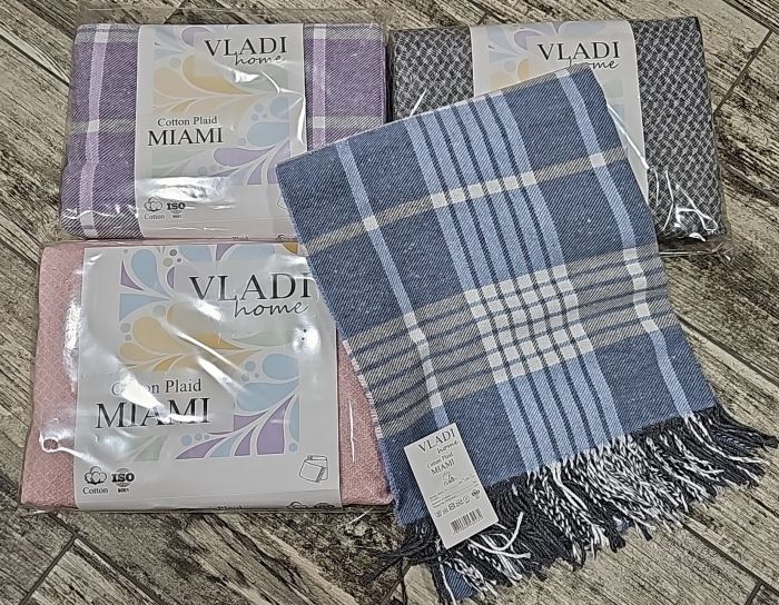 Плед Україна "MIAMI 140*200" 170-33 з бахромою, cotton +polyester, р. +/-140*200 -(Мікс забарвлень та візерунків -без вібору!!!)