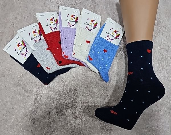 Шкарпетки Житомир "Limerence" 379-10 стрейч дитячі на розмір за довжиною стопи:  14-16, 16-18, 18-20, 20-22, 22-24 -асорті -(дівчинка -крапочки +серця -стрейч)