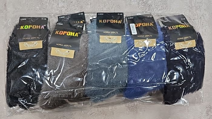 Шкарпетки "КОРОНА" С3652-2 термо норка вовна дитячі, р. 31-36 -асорті -(однотонні) -уп. 10 шт