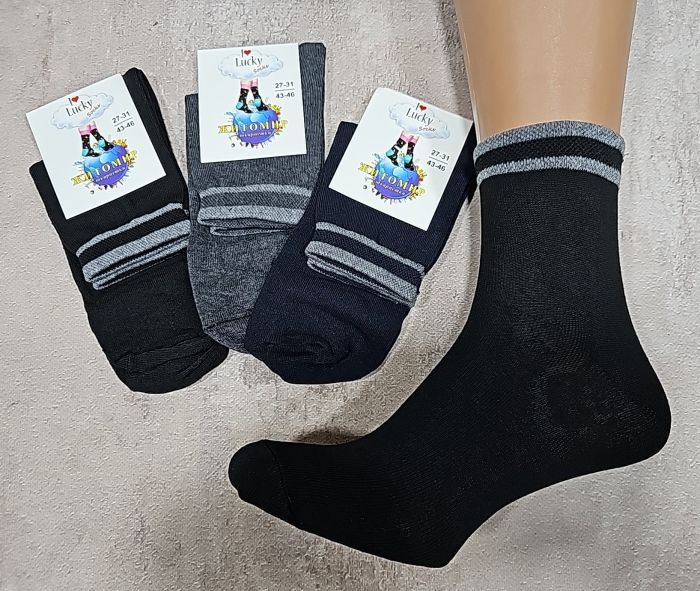 Шкарпетки Житомир "П.П. Красота-I Lucky socks" 116-027 стрейч чоловічі (біла етикетка), р. 27-31 /43-46 -(середні -асорті /однотонні +на гумці обідок) -уп. 12 шт