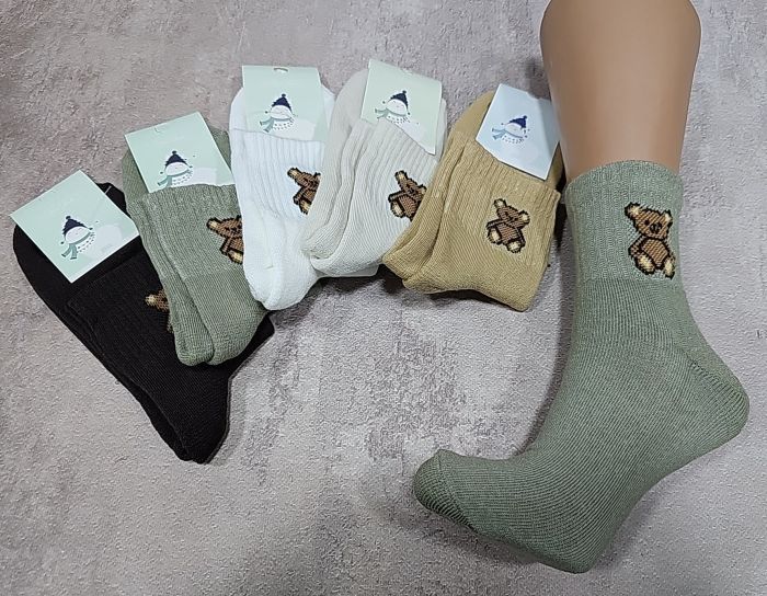 Шкарпетки "NiceSocks" 540 махрові котонові жіночі, р. 36-40 -асорті -(Однотонні +на широкій гумці в рубчик великий ведмедик -махра) -уп. 10 шт