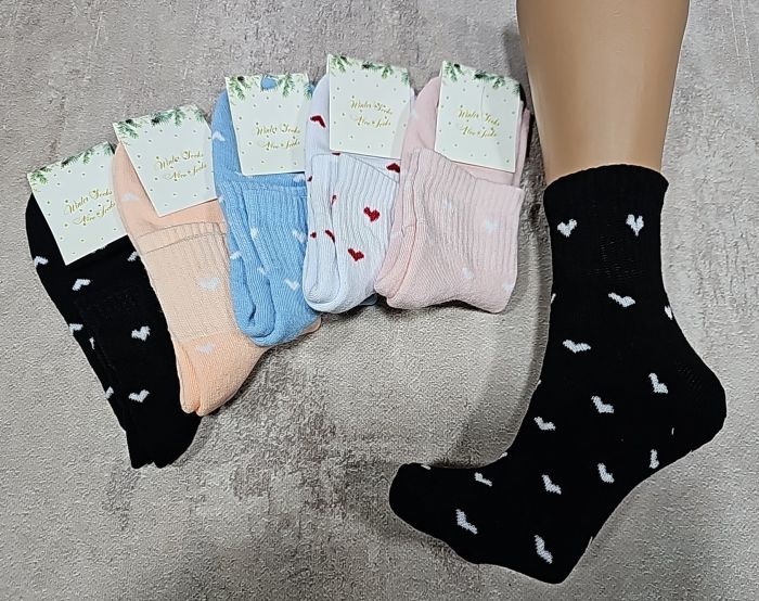 Шкарпетки "NiceSocks" 540-1 махрові котонові жіночі, р. 36-40 -асорті -(Однотонні +дрібні серця +середня гумка в рубчик -махра) -уп. 10 шт