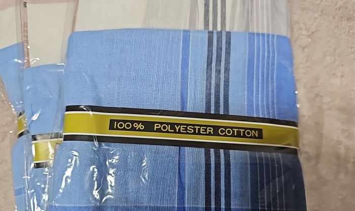 Носова хустка чоловіча "100% POLYESTER COTTON" №-314 в упаковці, р. 35*35 -уп. 12шт -(в упаковці мікс кольорів)