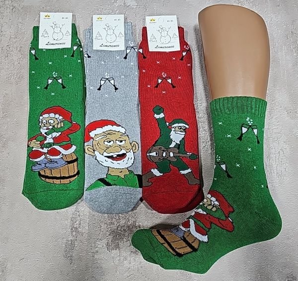 Шкарпетки Житомир "Limerence" 5525-06 махрові чоловічі "Новорічні" р. 41-45 -асорті -(Яскраві +Санта на бочці, з одним зубом, з гітарою -махра) -уп. 12 шт