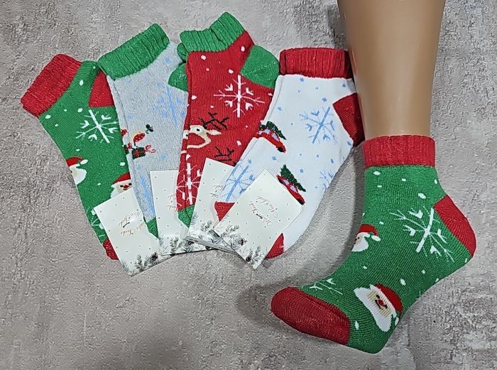 Шкарпетки "NiceSocks" 519 махрові жіночі, р. 36-40 -асорті -(Новорічні укорочені -махра) -уп. 12 шт