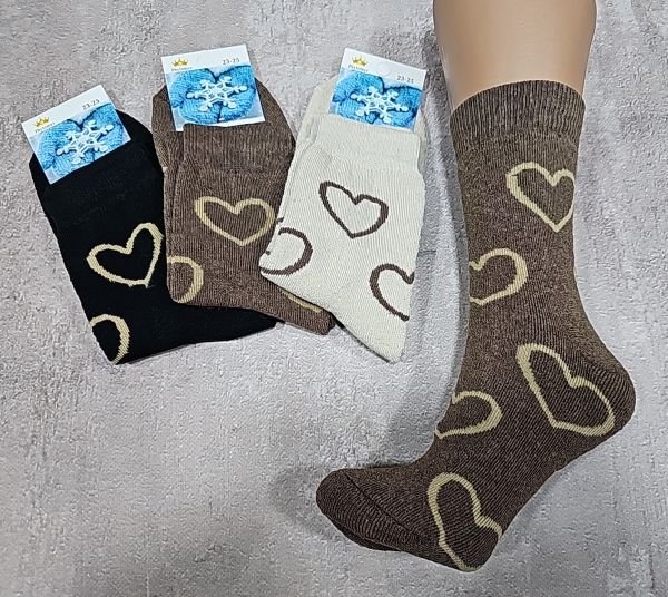 Шкарпетки Житомир "LIMERENCE" 4960-59 махрові жіночі, р. 36-40 -асорті -(Махра -кавовий мікс +кавові великі серця -махра) -уп. 12 шт