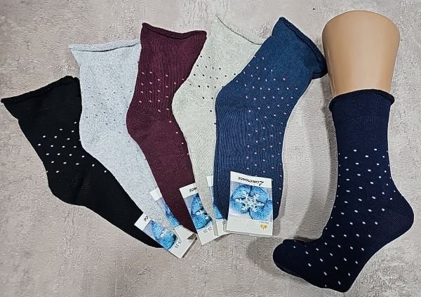 Шкарпетки Житомир "Limerence" 4970-7 махрові жіночі "Без резинки" р. 36-40 -випадкове асорті -(Махра -Б/р + дрібний горошок) -уп. 12 шт