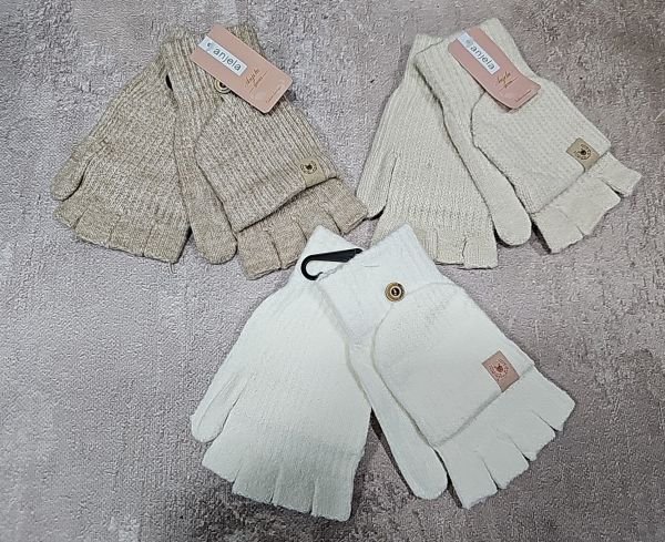 Рукавички мітенки жіночі "Anjela" 2202-1-РМ без пальців +рукавичка -(Карамельний мікс кольорів) -уп. 12 шт