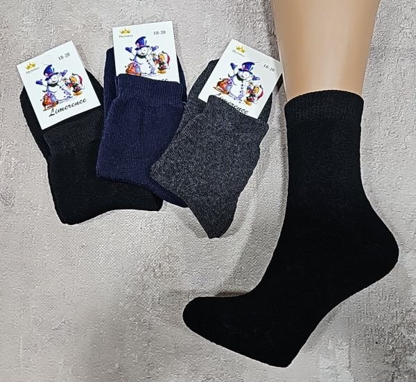 Шкарпетки Житомир "LIMERENCE" 1500-14 махрові дитячі, розмір за довжиною стопи: 14-16, 16-18, 20-22, 22-24 -(Однотонні /хлопчик -махра) -уп. 12 шт