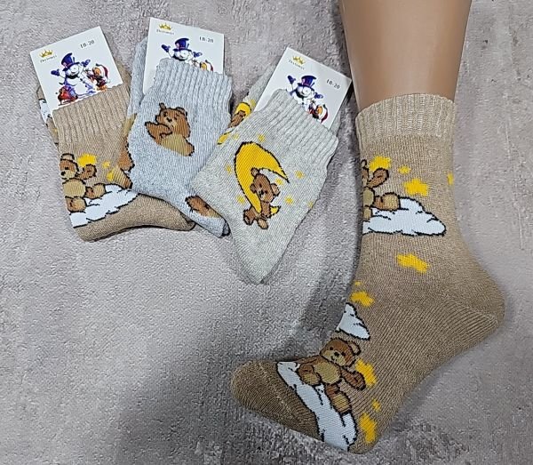 Шкарпетки Житомир "LIMERENCE" 1500-8 махрові дитячі, розмір за довжиною стопи: 18-20, 20-22 -(ведмедик на місяці + ведмедик на хмаринці + ... -дитячі) -уп. 12 шт