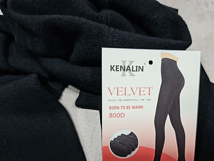 Колготки "Kenalin VELVET" 271 -(XL-4XL) мікрофібра з начосом р. 44-46 /1 шов -(чорні) -уп.1 шт