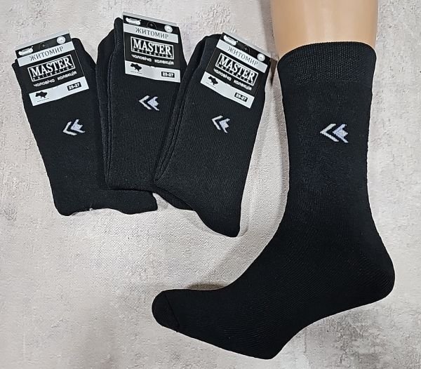 Шкарпетки Житомир "Master" 2400 махрові "класика-зима" чоловічі, р. 25-27, 27-29 -(Махра -чорні -класика) -уп. 12 шт
