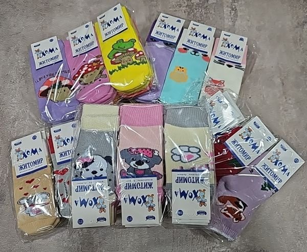 Шкарпетки Житомир "ХОМА-Master" 3007-3 дитячі махрові, розмір за довжиною стопи: 14-16 -(дівчинка-махра) -випадковий мікс без вибору!