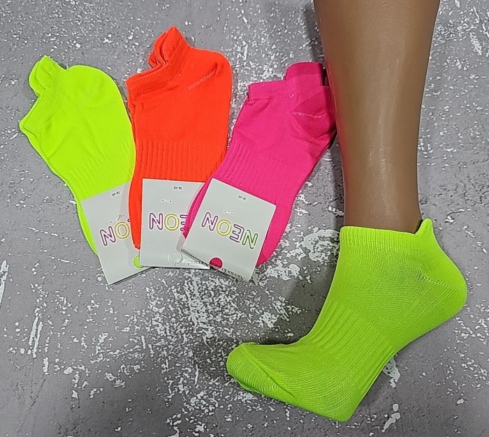 Шкарпетки "NiceSocks" 421-NEON мікрофібра жіночі, р. 36-40 -(Яскраві неонові з виступом /язичком ззаду + посередині гумка фіксатор) -уп. 12 шт