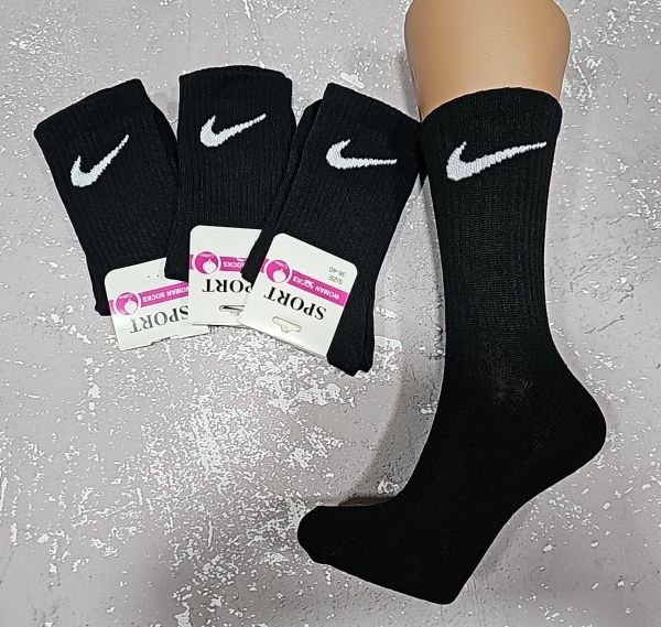 Шкарпетки "SPORT значок" 723-N-WHITE-чорні) стрейч жіночі, р. 36-40 -(Чорні /Теніс -високі -уп. 12 шт)