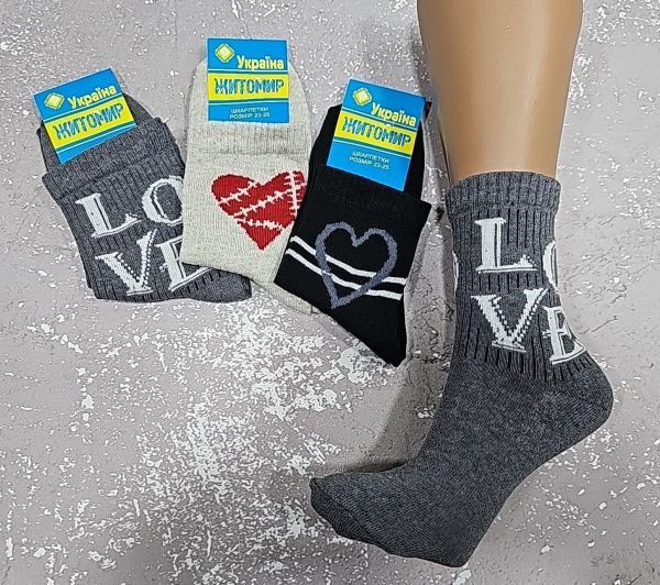 Шкарпетки "Житомир Преміум" 112-59 стрейч жіночі, р. 23-25 -випадкове асорті -(Однотонні +на широкій гумці в рубчик LOVE +серце на смужках + велике червоне серце з візерунком) -уп. 12 шт