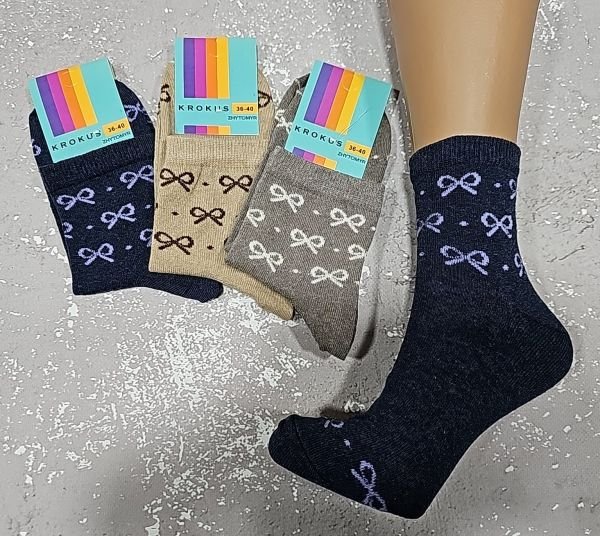 Шкарпетки Житомир "Krokus" 772-71 економ /стрейч жіночі, р. 36-40 -асорті -("економ" середні /однотонні +дрібні бантики -стрейч)