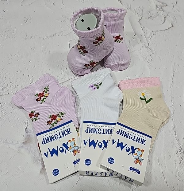 Шкарпетки "Хома /демі" 814-00 дитячі стрейч-бавовна на розмір за довжиною стопи: 8-10, 10-12, 12-14 -випадкове асорті -(Мікс ніжних квіточок -стрейч)