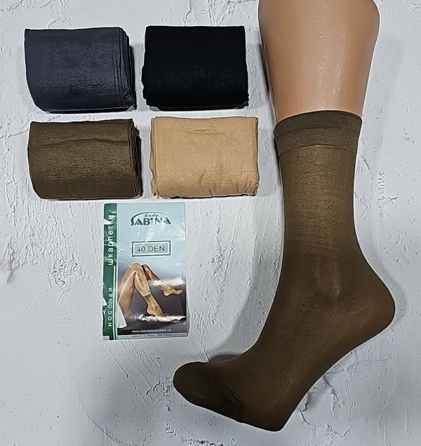 Шкарпетки "LADY SABINA" 40 ден з лайкрою -(№40-14 /зелена етикетка) -уп. 10 пар -(чорні, сірі, кавові,)