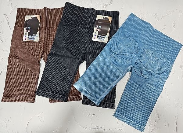 Треки /велосипедки "Король" G-7117 безшовні щільні подовжені комбіновані з ефектом варки +позаду ефект пуш-ап (Push-up) +зверху широкий пояс, р. М-4XL-(44-48)