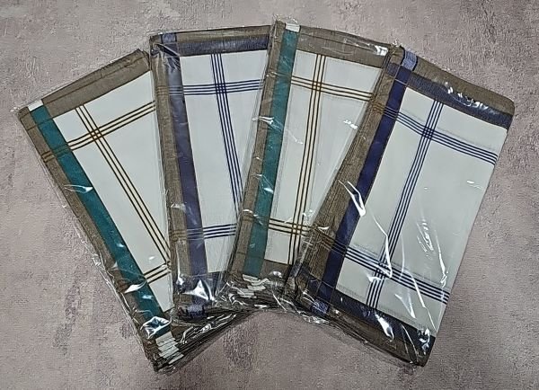 Носова хустка чоловіча "Світла з окантовкою" №1608 cotton, р. 28*28 -уп. 10шт -(в упаковці одне забарвлення)