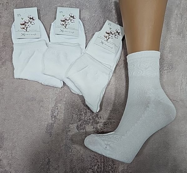 Шкарпетки "Житомир Преміум" 209-2 стрейч з прозорим верхом жіночі "Наречена", р. 23-25 - (білі /наречена) -уп. 12 шт