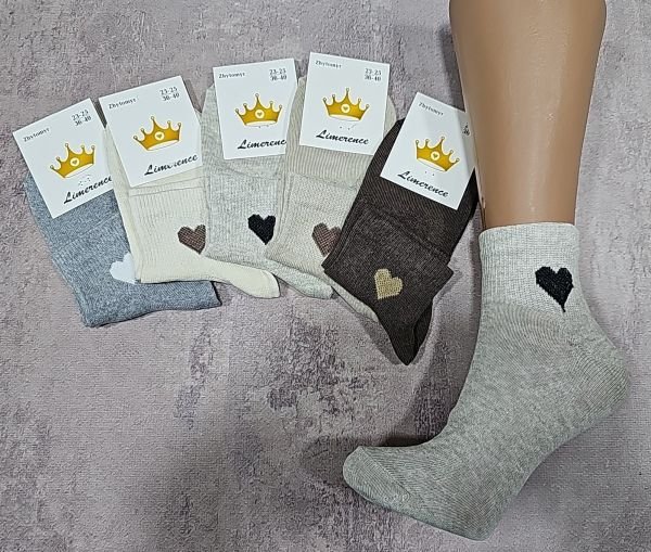 Шкарпетки Житомир "Limerence" 403-86 стрейч жіночі, р. 36-40 -асорті -(середні /кавовий мікс +на гумці в дрібний рубчик серця -стрейч) -уп. 12 шт